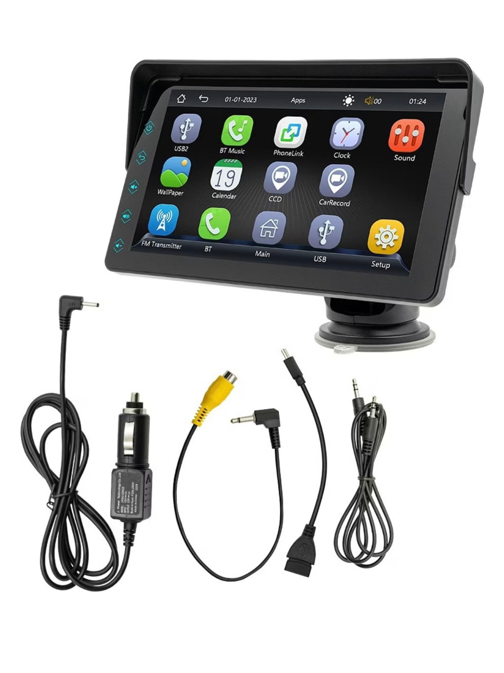 Rádio do carro reprodutor de vídeo multimídia sem fio carplay e android auto portátil tela tátil universal