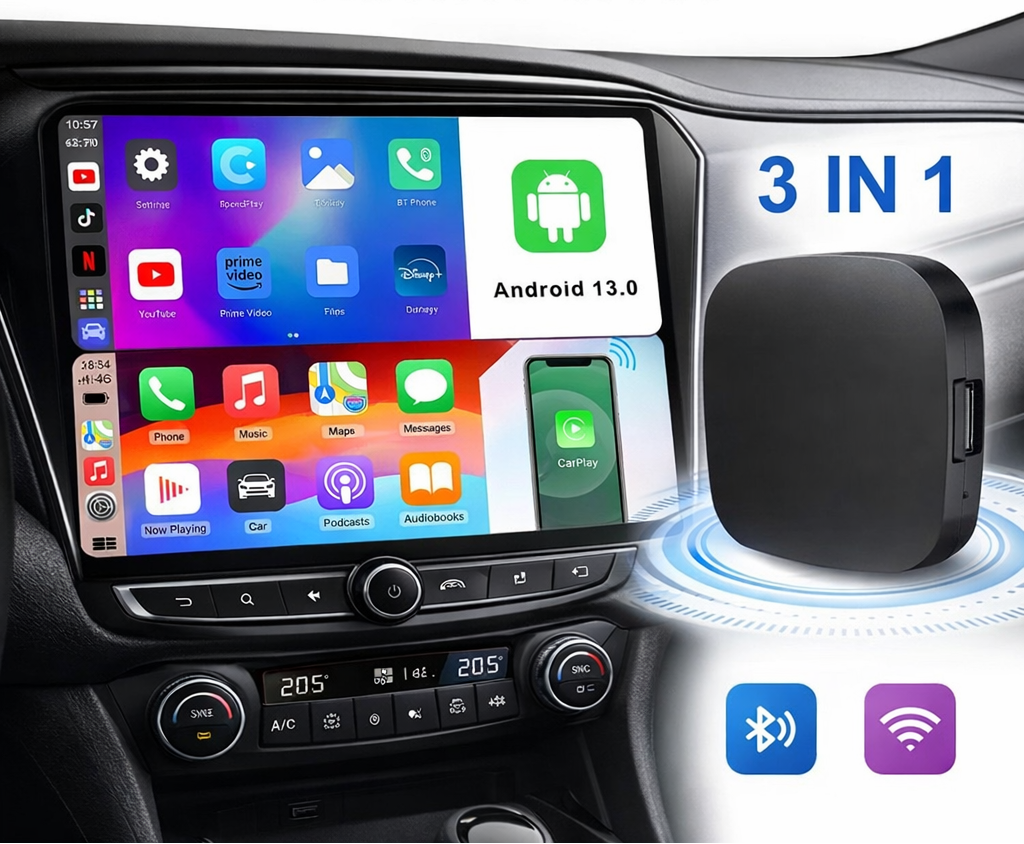 Box Android 13 Wireless Carplay e Android Auto TV Box com Youtube Netflix